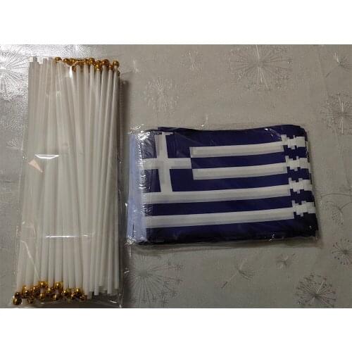 KAFNIK,Wholesale Promotion 50 PCS 14*21cm Small Greek Hand Waving National Flag ,Free Shipping