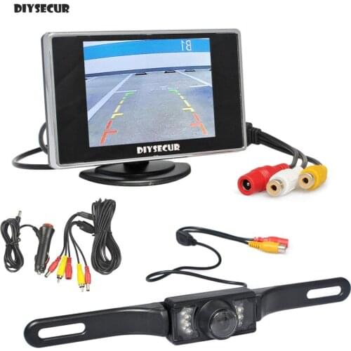 DIYSECUR Wired 3.5" TFT LCD Car Monitor Rear View Camera Kit Reversing Camera Parking Assistance System