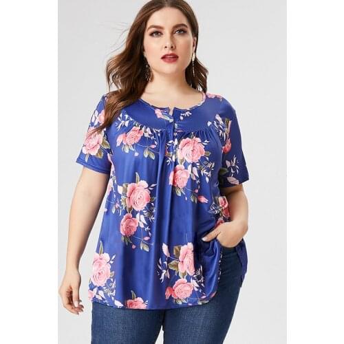 2021 Summer Plus Size womens tops and blouses fashion ladies Plus Size Womens Printed blouse shirts