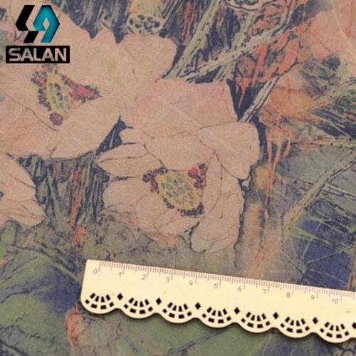 Lotus silk embroidery high - grade fabrics Chinese wind cheongsam clothing fabrics DIY fabrics vintage spinning clouds yarn fabr