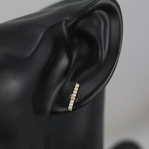 LuReen Simple Stick Shape Iced Out Stud Earrings Gold Silver Color Cubic Zircon Micro Pave CZ Earring Fashion Jewelry Gift