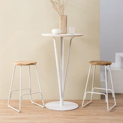 Metal Bar Stool Creative Iron Bar Chair Modern Concise Solid Wooden Top Stool Retro Stool 39x39x66.5cm