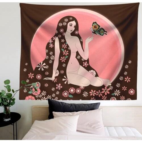 Cute Girl Art Wall Tapestry Hanging Girls Bedroom Dorm Decoration Tapestries Living Room Home Decor
