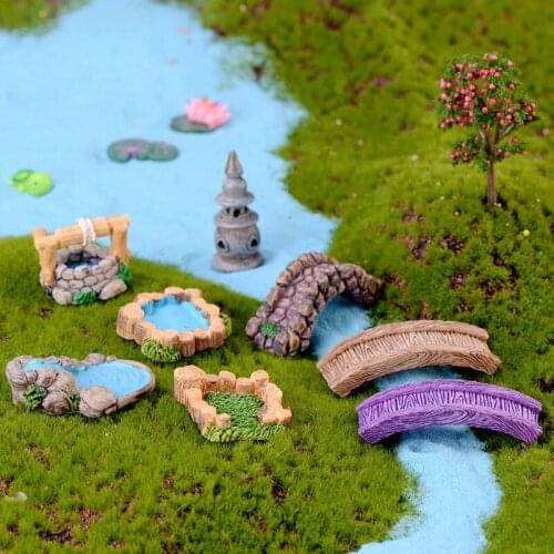 DIY Miniature Mini Water Pool Tree House Garden Lawn Ornament For Mountain Dollhouse Home Decor Craft Micro landscape Ornaments