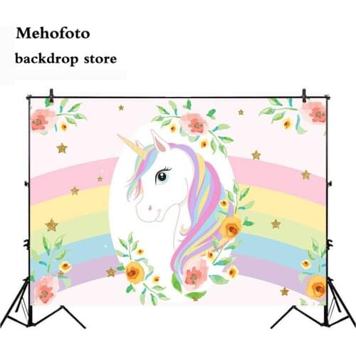Mehofoto Unicorn Photography backdrops Newborn Baby Shower Photo Background for Booth Studio Rainbow Vinyl Cloth 860