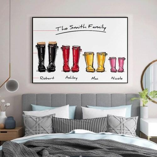 Wellington boot Wall Pictures For Liveing Room Custom Family Print Gift Personalised Wellies Wall Art Canvas Painting