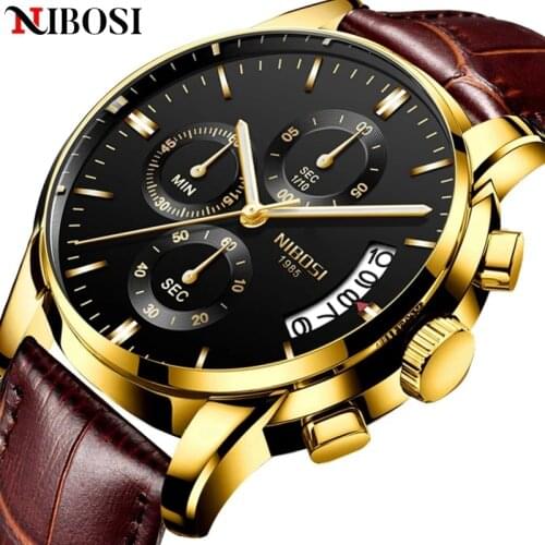 NIBOSI Watch Men Fashion Sport Quartz Clock Mens Watches Top Brand Luxury Business Waterproof Gold Black Watch Relogio Masculino