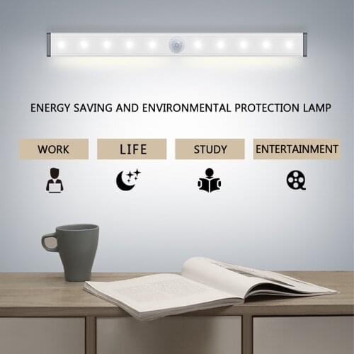 Night Light Motion Sensor Lamp Kitchen LED Cabinet Light Wireless LED Lamp USB Rechargeable PIR Wall Lamp Staircase Lighting 5V