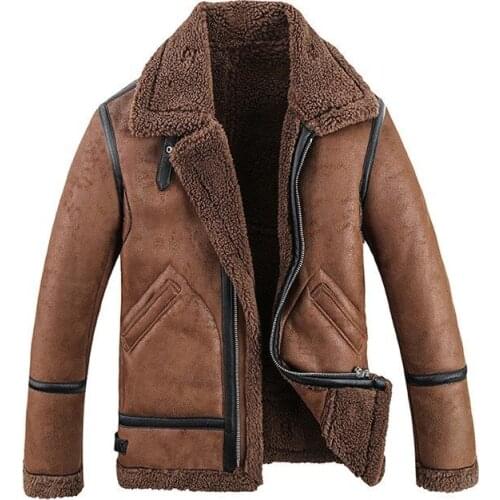 2021 New Winter Mens Slim Short Leather Jackets Male Motorcycle Clothing Warm Coats Men Thicken Faux Lamb Fur Overcoat O419