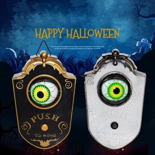 Novelty Doorbell Halloween Door Decorations Horror Props Creepy Eyes Doorbell Haunted House Escape Home Bar Scary Rotating Eyes