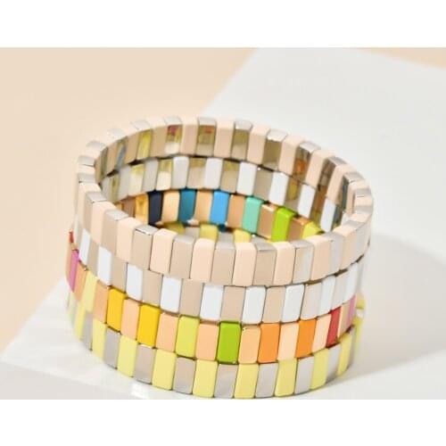 New Color Women Bracelet Fashion Jewelry Femme Enamel Tile Beads Bracelets Boho Stretch Pulseras Jewellery Handmade Gift