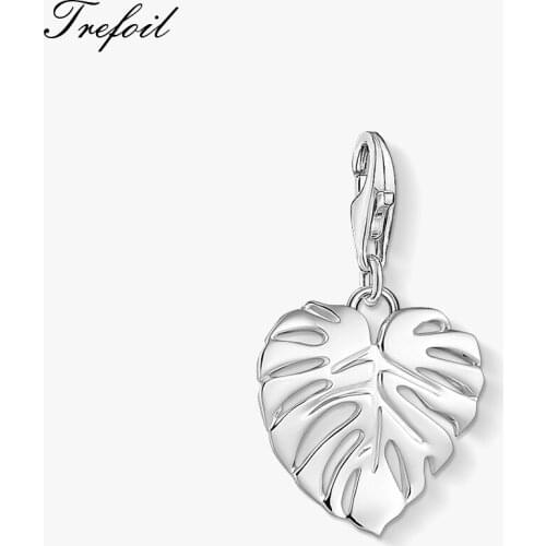 Monstera Leaf Charm Pendant Fit Bracelet 2021 New Fine Jewelry Accessories DIY 925 Sterling Silver Jungle Collection For Women