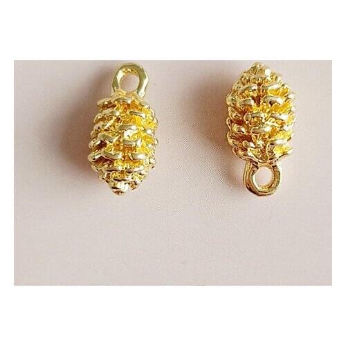 20 PCS 6*13mm Fashion Metal Alloy KC Gold Pine Nuts Pendant Charm DIY Jewelry Accessories
