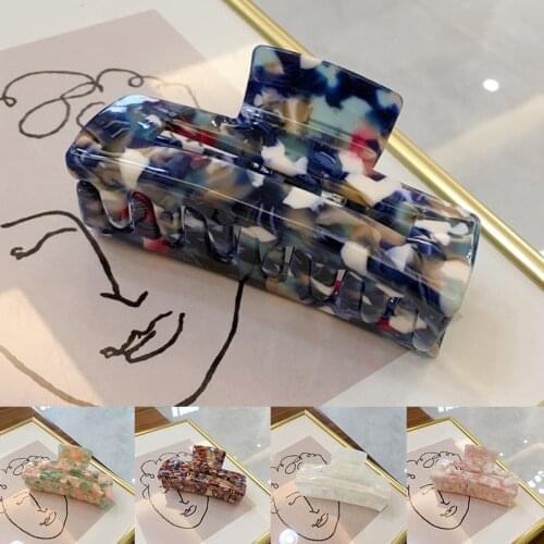 Rectangle Acrylic Marble Large Hair Claws Banana Clip Women Floral Acetate Hair Clips Crab Geometric Hairpins Hair Accessories