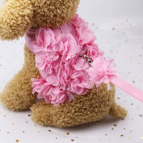 Adjustable Clothes Dog Harness Flower Vest Products Harness Leash Set Vest Dog Chest Strap Adorable Floral Pet Cat Chihuahua