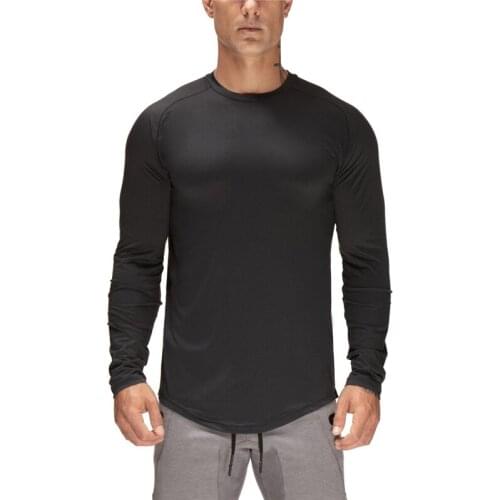 Mesh Solid Raglan Long Sleeve T Shirt Men New Brand Gym Clothing Sport Quick Dry Fit Fitness Tshirt Bodybuilding Tee Shirt Homme