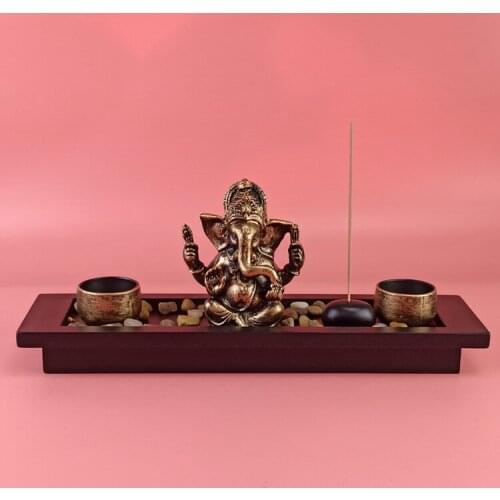 Resin India-Pakistan style elephant trunk Buddha home tranquil relaxation decoration set incense burner candle holder home