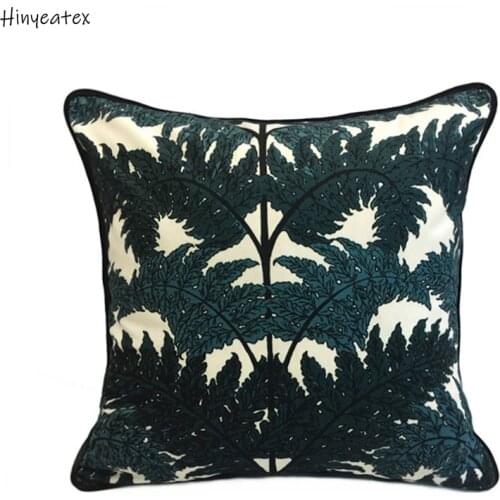 Contemporary Fashion Tree Leaves Dark Green Digital Print Polyester Velvet Sofa Cushion Cover Decorative Pillow Case 45x45cm