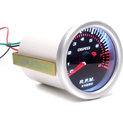 Speedometer Car 12V Modified Instrument Tachometer Light 0-8 Tachometer Auto Truck Boat Motor with White 2 Inch (52MM) Front