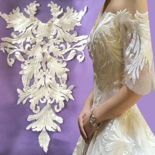 1pcs Ivory Wedding Dress Mesh New Venise Head Ornaments Lace Applique Lace Trim Wedding Dress DIY Lace Accessorie