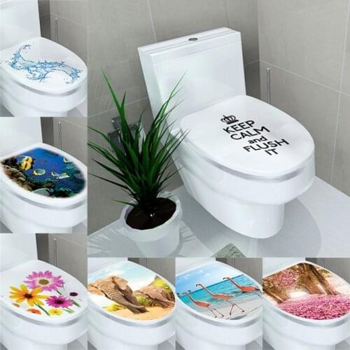 10pcs/lot Cartoon Undersea landscape Bathroom Wall Stickers Toilet Waterproof Wall Decals For Toilet Sticker Home Decorative