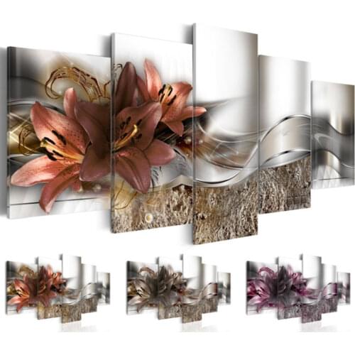 2019 5 Piece/set (No Frame) HD Print Canvas Painting Purple Orchid Poster Flowers Wall Art Modern Home Wall Decor Gifts for Love