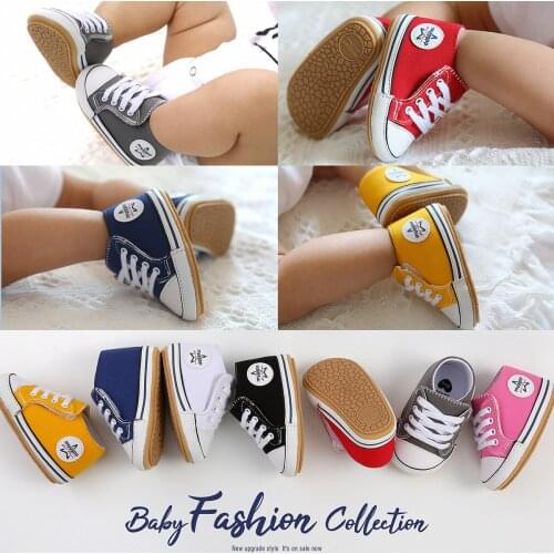 2021 Baby Shoes Canvas Solid Color Simplicity Cotton Sole Anti-slipprey Toddler First Walker Flat Infant Girls Shoes Sneakers