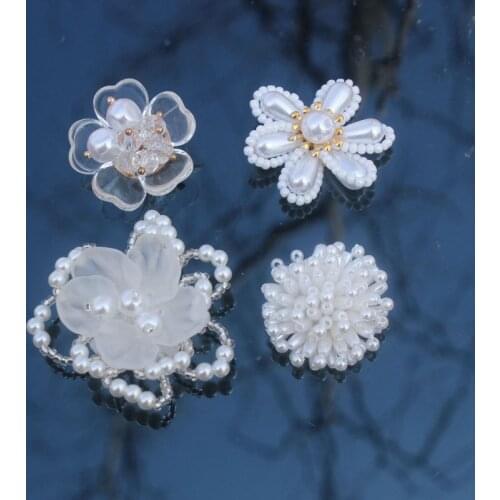 3pc/lot Fashion Pearl beaded Patches for clothes DIY Sew on Flower badge Applique parches bordados para
