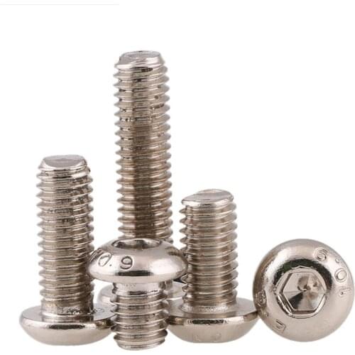 4/10/20Pcs M5 M6 M8 DIN7380 Hexagon Socket Button Head Screws Nickel-plated Round Head Mushroom Head Hex Screws