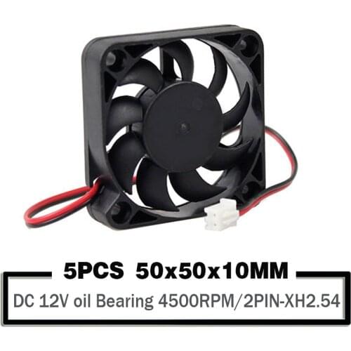 5pcs YOUNUON New DC 5010 50*50*10 12V XH2.54-Pin 50mm 5cm Industrial Cooling Fan