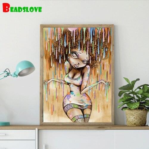 5D DIY diamond embroidery Africa Cartoon Big Eye Girl diamond painting Cross Stitch square Rhinestone mosaic decoration gift