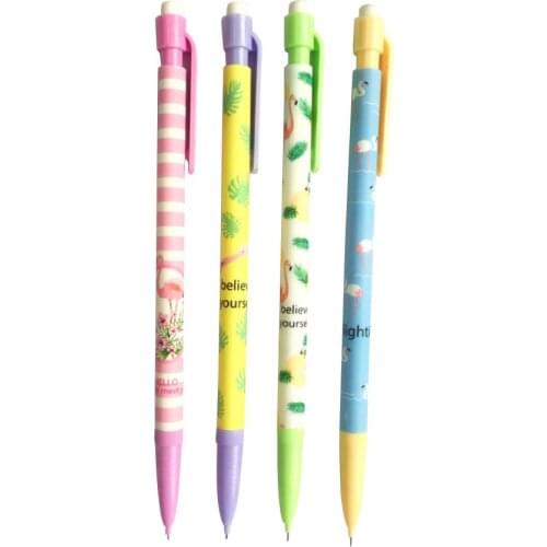 4 Pcs/lot Flamingo Cartoon Rubber Head Automatic Pencil Student Teacher Gift Interesting Presents For Friends Novel gifts