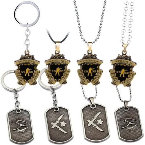 Game Counter Strike CS GO Keychain Necklace Accessories Metal Keyring For Bag Pendant Cosplay Car Men Charm Jewelry Llaveros