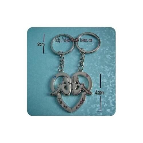Heart couple keychain key ring for lovers novelty items cute llaveros portachiavi valentine gift creative trinket free shipping