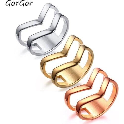 GorGor 2020 New Arrivals High Quality Multi-color Irregular Geometry Titanium Steel Rings for Fashion Women Jewelry Gift R-156G