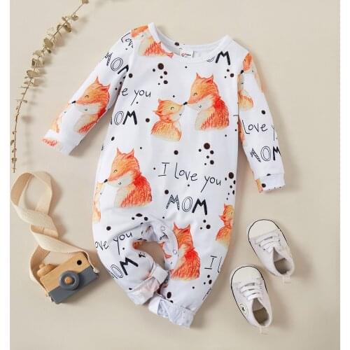 PatPat Baby Fox Letter Jumpsuit