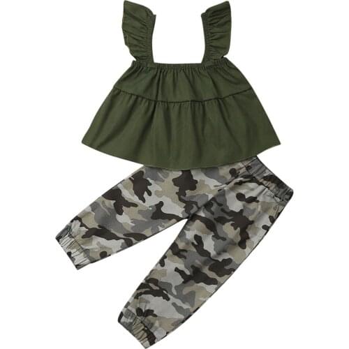 1-6Years Camo Clothing Set Kid Baby Girls Infant Clothes T-shirt Top Leggings Outfits Set Tracksuit