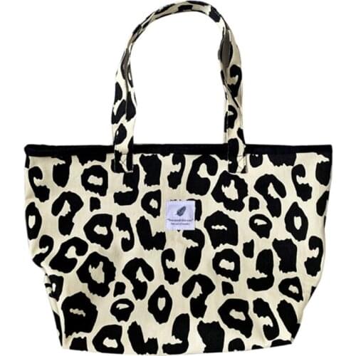 Fashion Women Shoulder Bag Retro Canvas Clutch Bags Leopard Bucket Tote Handbag