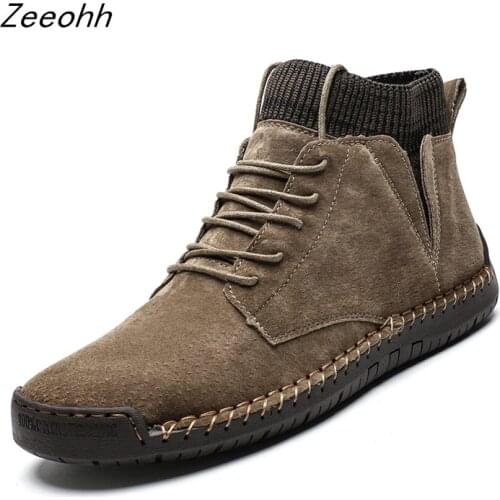 Fashion Snow Boots Winter Plush Warm Motorcycle Boot Lace-Up Non-slip Ankle Boots Waterproof Men Shoes Large Size 38-48 Zapatos