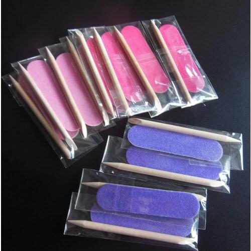 12 pcs mied colour manicure set pedicure kit disposable nail kit hotel nail file nail art tool wood nail file cuticle wood stick