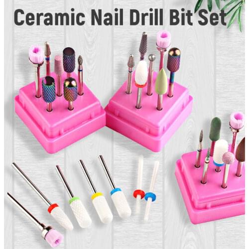 Ceramic Nail Drill Bits Set For Manicure Electric Nail Files Milling Cutter Accessories For Nails Files Corn Corundum