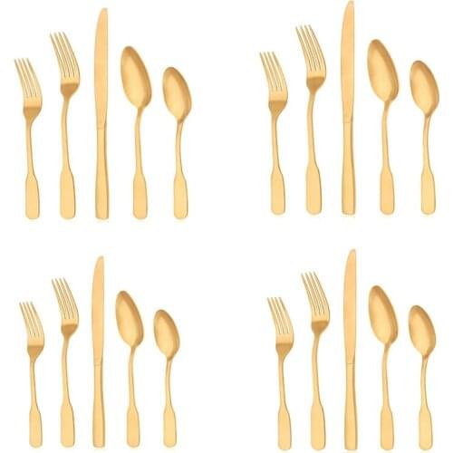 Set Stainless Steel Flatware Cutlery Set Modern Kitchen Eating Utensils Tableware Set Metal Silver Ware