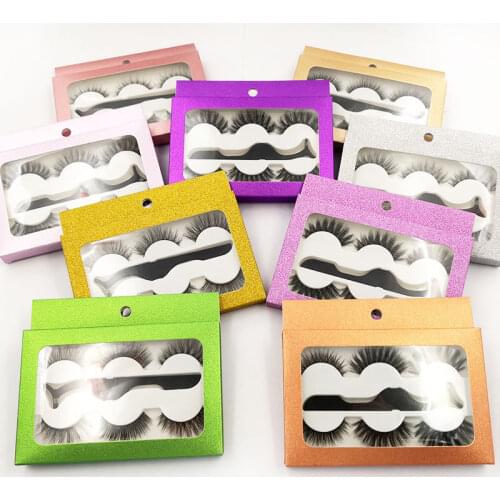 Natural false eyelashes set 3 pairs reusable handmade fake lashes mink soft & vivid eyelashes extensions 50sets/lot DHL