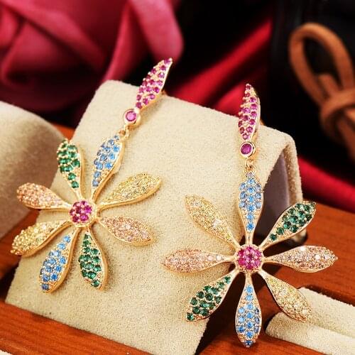 SORAMOORE New Luxury Sweet Romantic Trendy Drop Earring Naija Wedding Party Earring Fashion Jewelry for Women Girl New Style