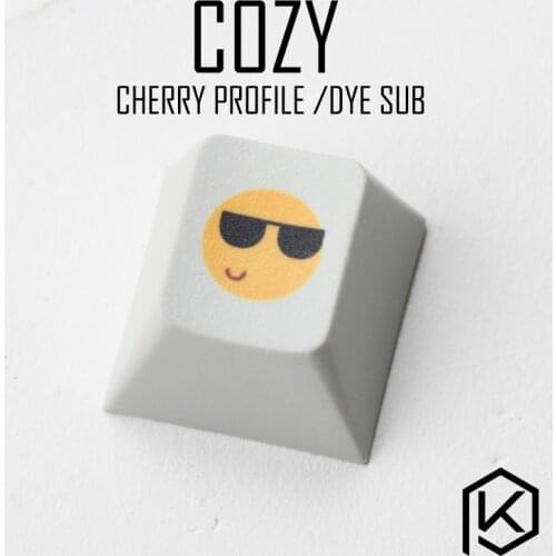 Novelty cherry profile pbt keycap for mechanical keyboards Dye Sub legends cozy smile funny black yellow