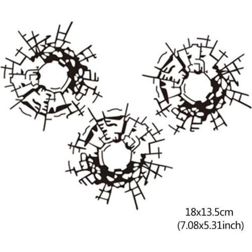 New 3Pcs/Set 18cm*13.5cm Bullet Holes Glass Art Car Stickers Car-styling Decal