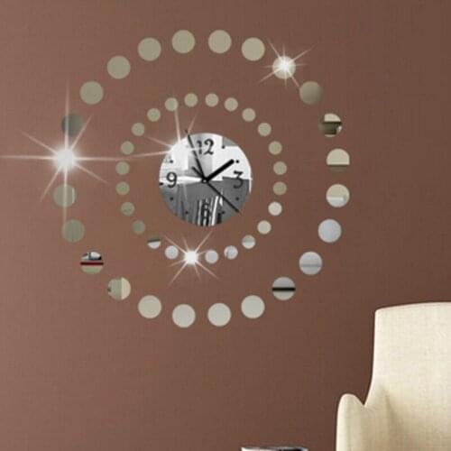 New real 3d wall clock watch clocks diy home decoration fashion quartz acrylic mirror the stickers living room still life