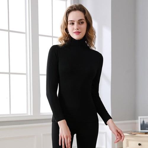 Autumn Long Sleeve Turtleneck Modal Thermal Body Shaper Underwear Sets for Women Korean Warm Long John Pajama Sleepwear Bodysuit