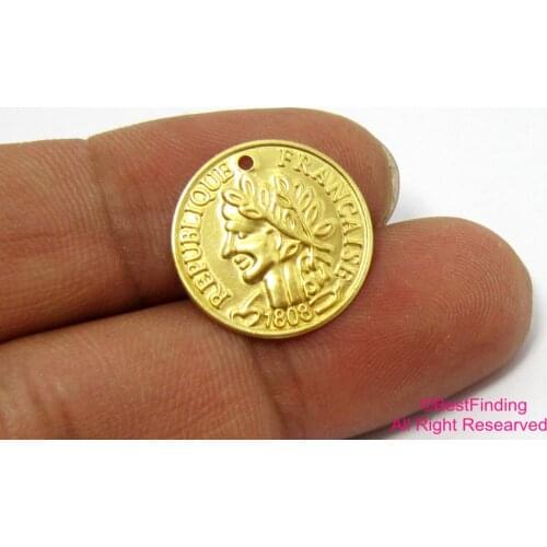 50pcs Brass coin charm 18mm Republique Francaise round stamping tag R393