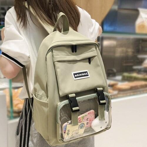 Student Girl Transparent Backpack Cute Women Clear School Bag Lady Book Jelly Backpack Kawaii Waterproof Nylon Bag Female Trendy